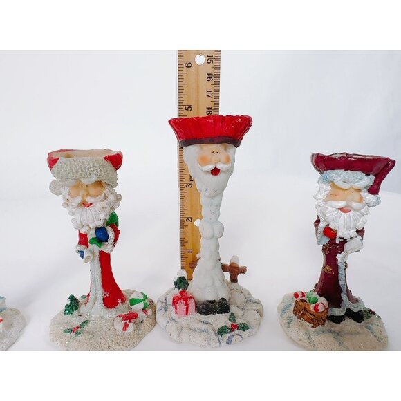 Vintage Santa Claus Candle Holder Set Of 4: Festive Christmas Decor With Santa F - Picture 3 of 16